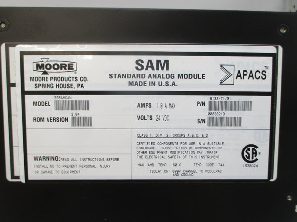 MOORE PRODUCTS 39SAMCAN 16133-71/01 24VDC 1.0A REV. 3.04 NSNP