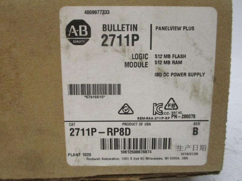 ALLEN BRADLEY 2711P-RP8D SER. B 24VDC (BR/WH) NSMP