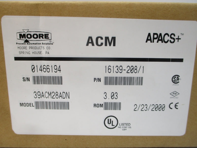 MOORE PRODUCTS 39ACM28ADN 16139-208/1 24VDC 0.60A REV. 3.03 NSMP