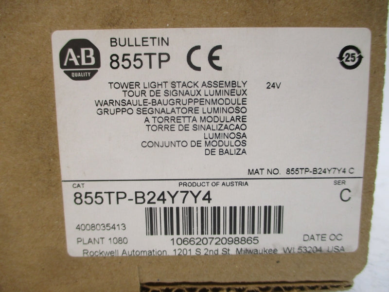 ALLEN BRADLEY 855TP-B24Y7Y4 SER. C 24V (BR/WH) NSMP