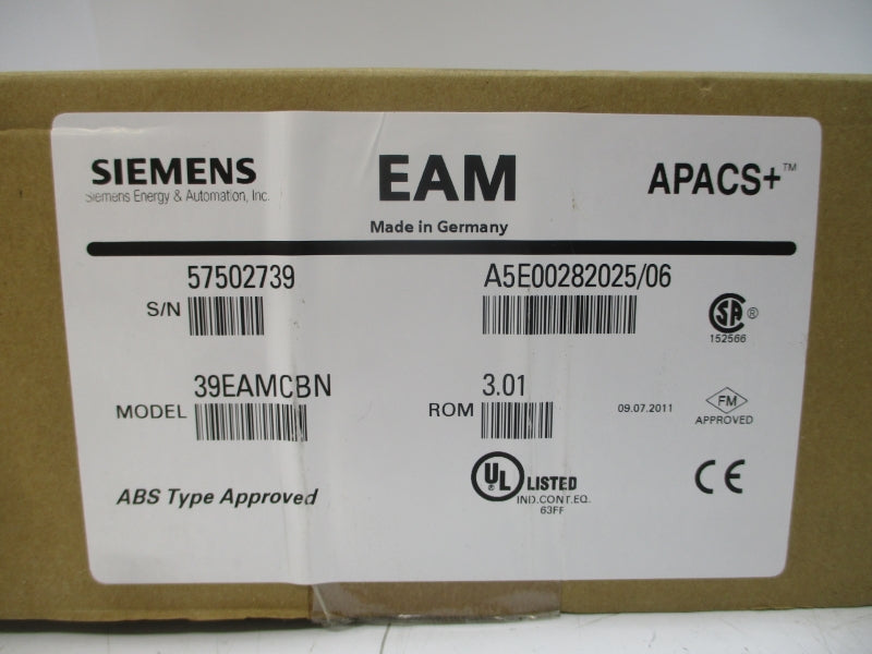 SIEMENS 39EAMCBN 24VDC 0.90A REV. 3.01 NSMP