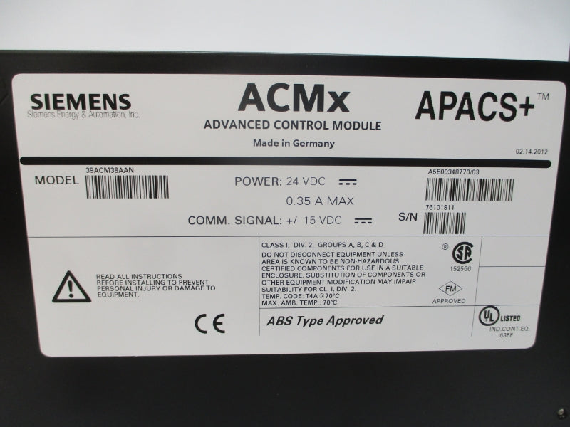 SIEMENS 39ACM38AAN 24VDC 0.35A NSMP