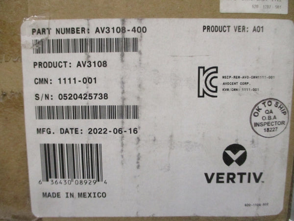 VERTIV AV3108-400 100-240V 0.6A NSMP