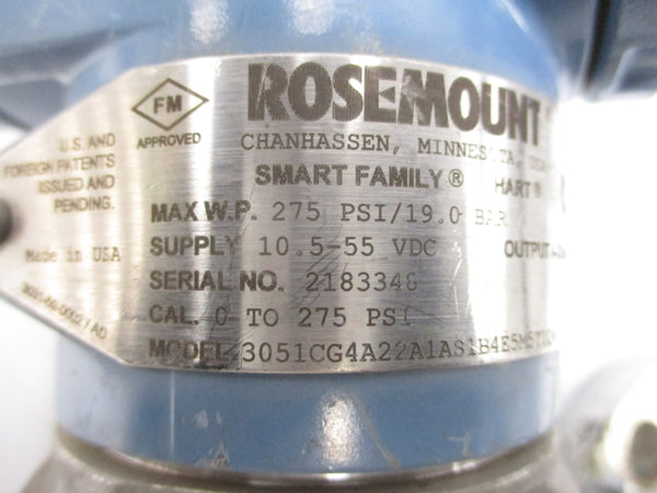 ROSEMOUNT 3051CG4A22A1AS1B4E5M5T1Q4 10.5-55VDC 275PSI UNMP