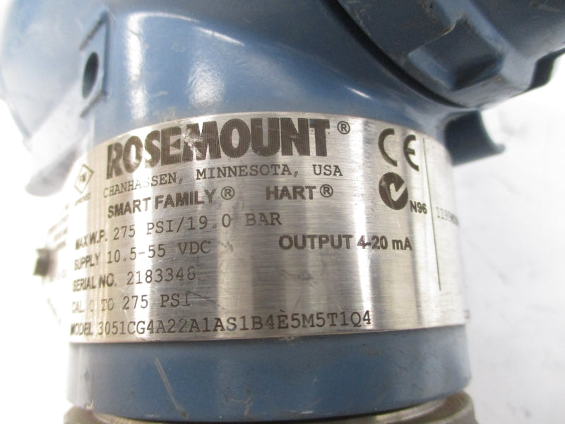ROSEMOUNT 3051CG4A22A1AS1B4E5M5T1Q4 10.5-55VDC 275PSI UNMP