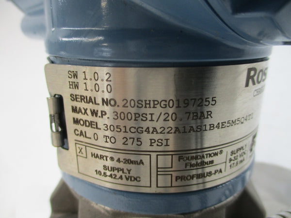 ROSEMOUNT 3051CG4A22A1AS1B4E5M5Q4T1 10.5-42.4VDC 300PSI UNMP
