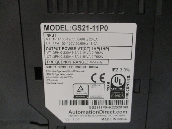 AUTOMATION DIRECT GS21-11P0 100-120V 18.0/20.6A NSMP