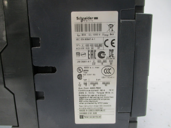 SCHNEIDER ELECTRIC LC1D65BD 24VDC 80A NSMP