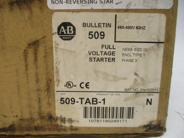 ALLEN BRADLEY 509-TAB-1 SER. N 460-480V (BR/WH) NSMP