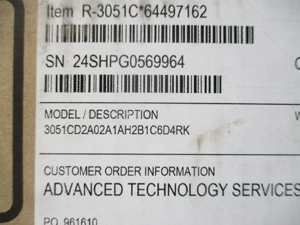 ROSEMOUNT 3051CD2A02A1AH2B1C6D4RK 10.5-30V 3626PSI NSMP