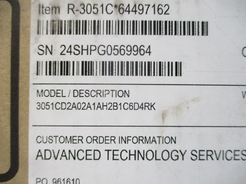 ROSEMOUNT 3051CD2A02A1AH2B1C6D4RK 10.5-30V 3626PSI NSMP