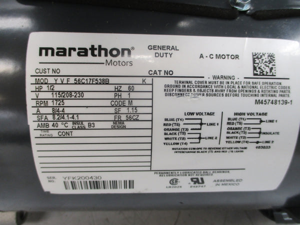 MARATHON MOTORS 56C17F538B 115/208-230V 8/4-4A NSMP