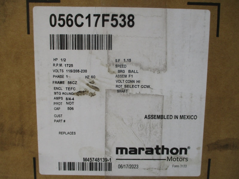 MARATHON MOTORS 56C17F538B 115/208-230V 8/4-4A NSMP