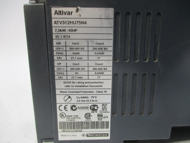 SCHNEIDER ELECTRIC ATV312HU75N4 380-500V 27.7A UNMP