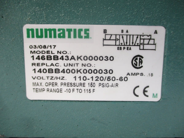 NUMATICS 146BB43AK000030 110-120V .15A 150PSI NSNP