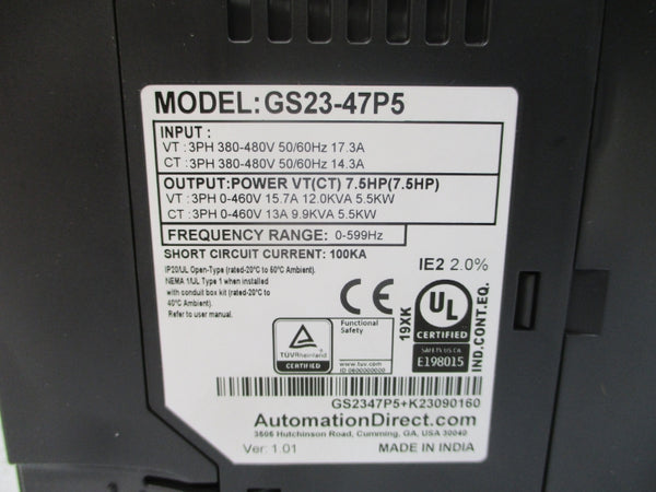 AUTOMATION DIRECT GS23-47P5 380-480V 14.3/17.3A NSMP