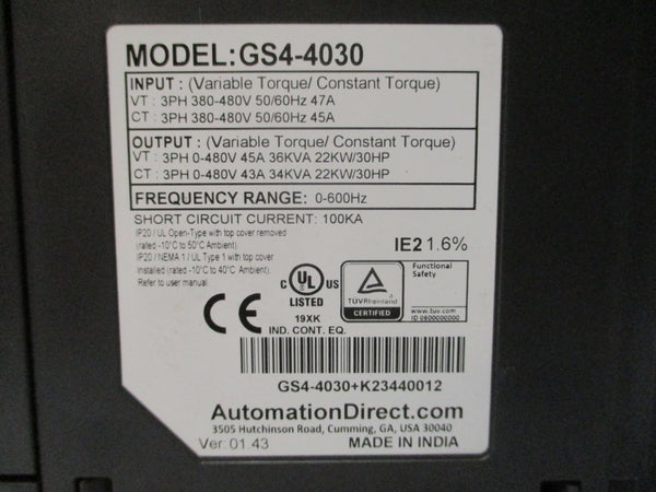 AUTOMATION DIRECT GS4-4030 380-480V 45/47A UNMP