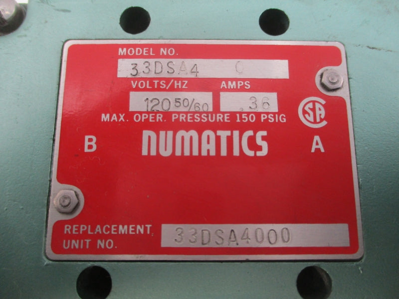 NUMATICS 33DSA40 120V .36A 150PSI UNMP