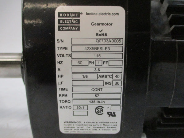 BODINE ELECTRIC 42X5BFSI-E3 115V 3.6A NSNP