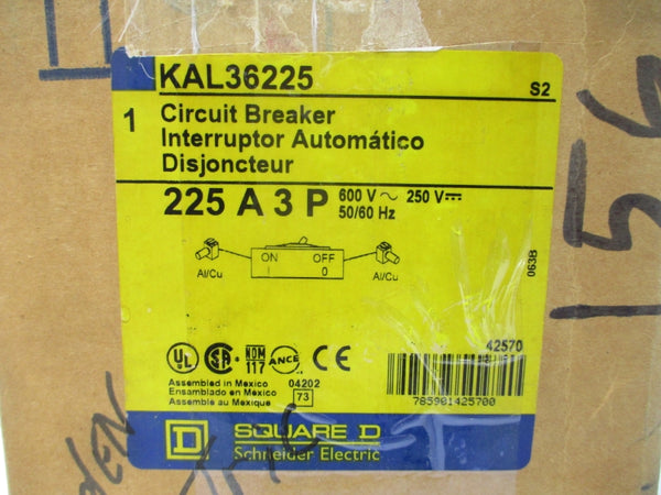 SQUARE D KAL36225 SER. 2 600V 225A (BL/Y) NSMP