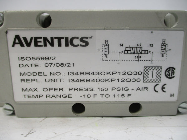 AVENTICS I34BB43CKP12Q30 100-115/110-120V .60A 150PSI NSNP