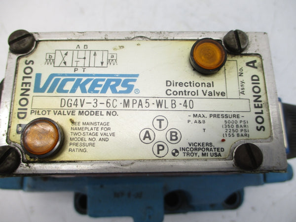 VICKERS F3DG5S82CTMPA5WLB20 110-115/120VAC .64/.54A 2250-5000PSI UNMP