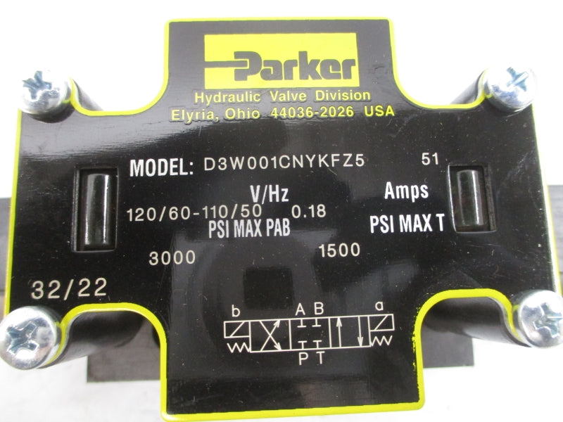 PARKER D3W001CNYKFZ5 110/120V 0.18A 1500/3000PSI NSNP
