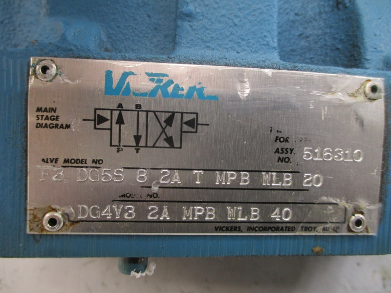 VICKERS F3DG5S82ATMPBWLB20 516310 110-115/120VAC .64/.54A 2250-5000PSI UNMP
