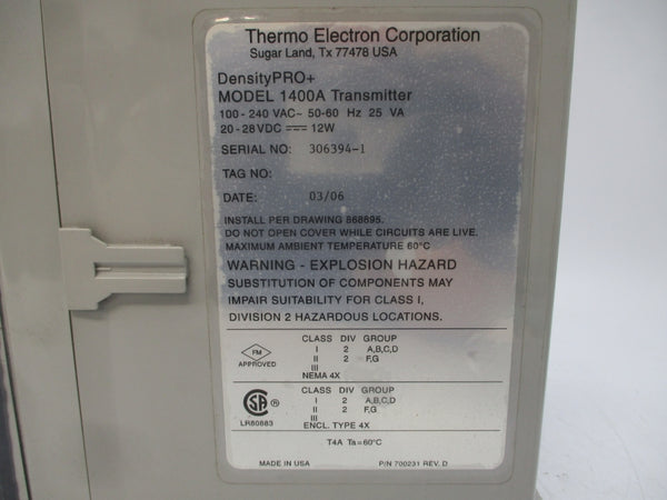 THERMO ELECTRON DENSITYPRO+ 1400A 700231 100-240VAC REV. D NSNP