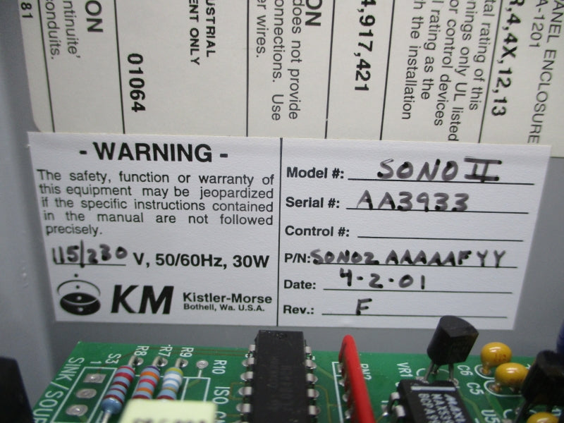 KISTLER-MORSE SONO2AAAAAFYY SONOLOGIC II 115/230V REV. F UNMP