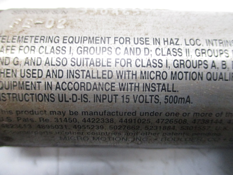 MICRO MOTION CMF025M319NU 15V 850PSI (AS PICTURED) NSNP