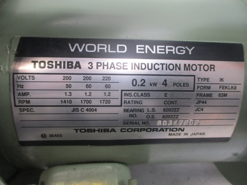 TOSHIBA JISC4004 GB022-100 200/220V 1.2/1.3A NSNP