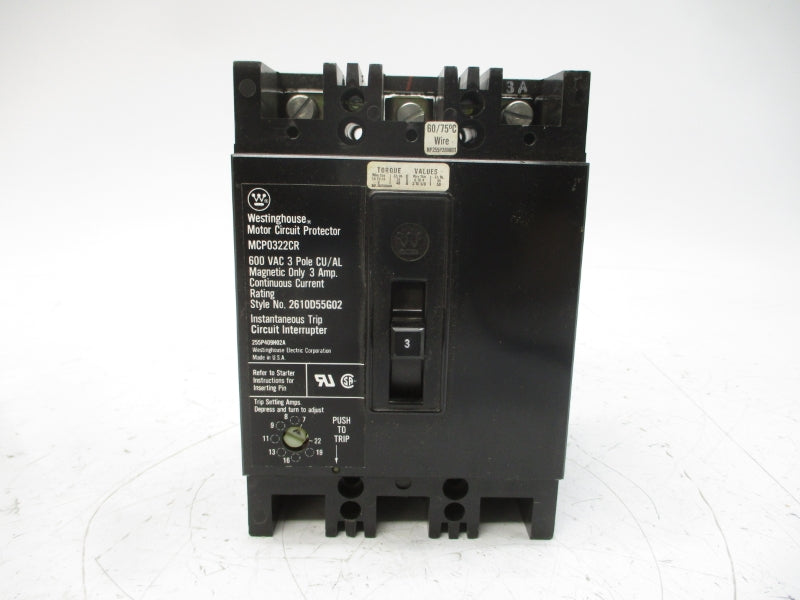 WESTINGHOUSE MCP0322CR 2610D55G02 600VAC 3A NSMP