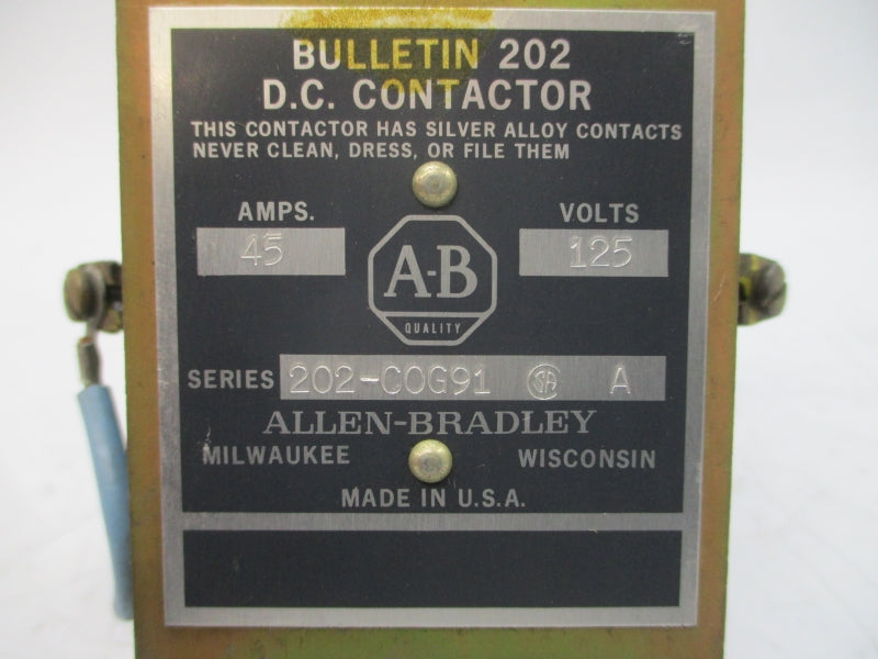 ALLEN BRADLEY 202-COG91 SER. A 115-125VDC 45A NSNP