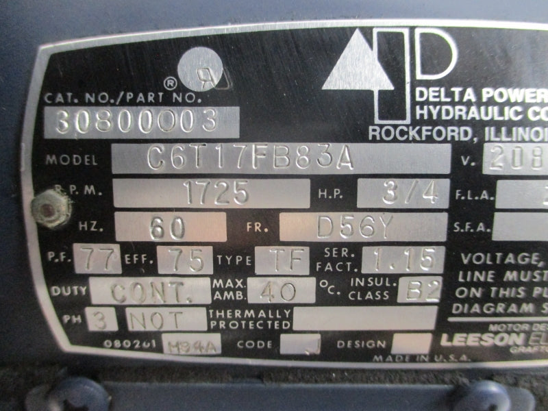 DELTA POWER 30800O03 C6T17FB83A 208-230/460V 2.8/1.4A (AS PICTURED) NSNP