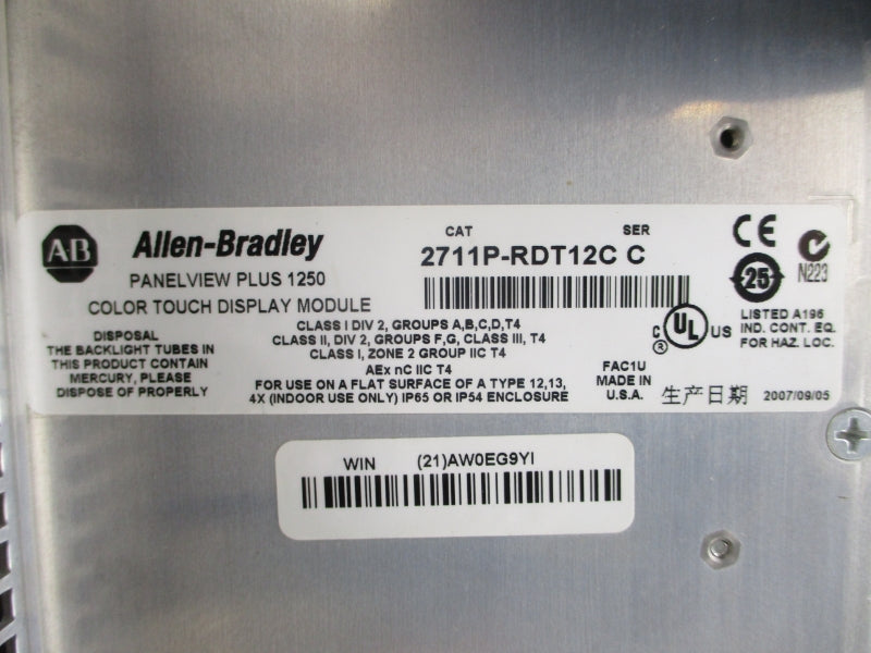 ALLEN BRADLEY 2711P-T12C4A1 SER. A 100-240VAC 1.3-0.65A REV. A UNMP