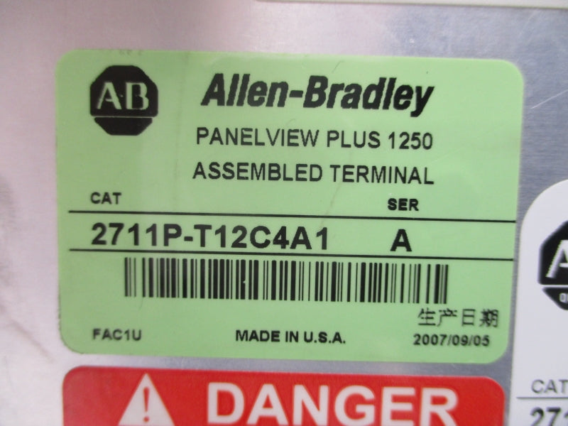ALLEN BRADLEY 2711P-T12C4A1 SER. A 100-240VAC 1.3-0.65A REV. A UNMP