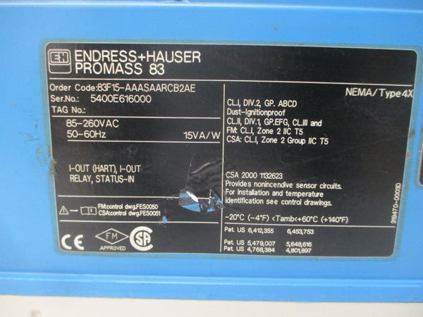 ENDRESS+HAUSER 83F15-AAASAARCB2AE 85-260VAC UNMP