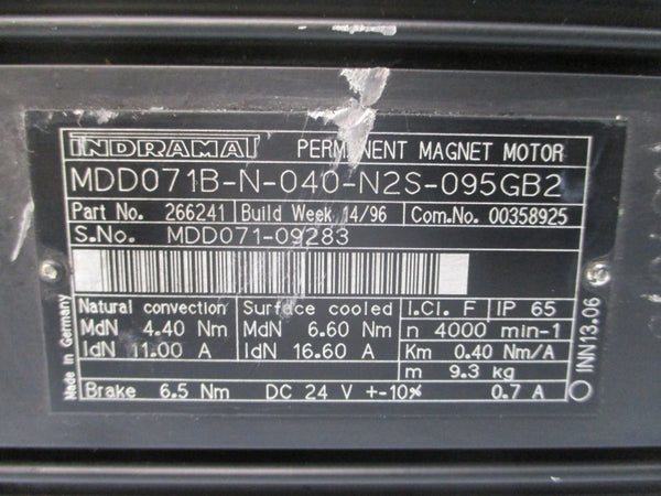 INDRAMAT MDD071B-N-040-N2S-095GB2 266241 11.00/16.60A NSNP