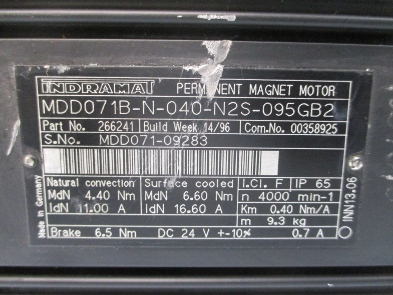 INDRAMAT MDD071B-N-040-N2S-095GB2 266241 11.00/16.60A NSNP
