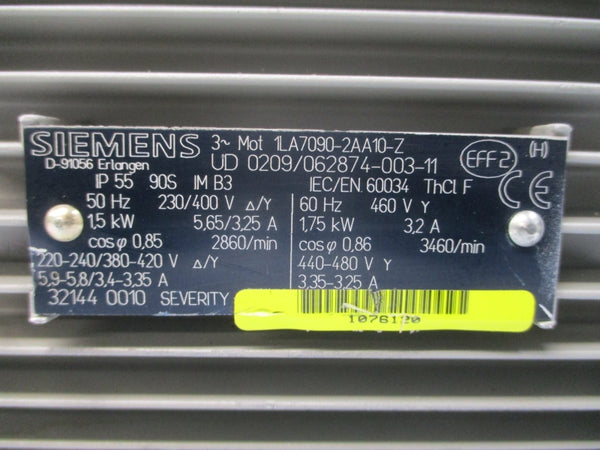 SIEMENS 1LA7090-2AA10-Z 230/400-460V 5.65/3.25-3.2A (GRAY) NSNP