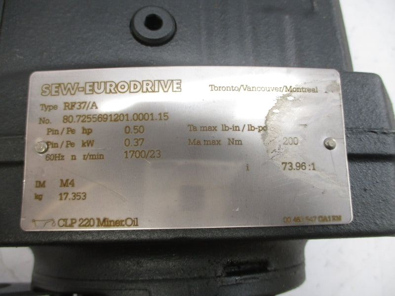 SEW-EURODRIVE RF37DRS71S4 230/460V 1.84/0.92A (BLACK) NSNP