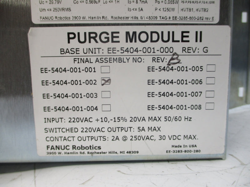 FANUC EE-5404-001-002 220VAC 5A REV. B NSNP
