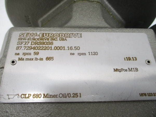 SEW-EURODRIVE SF37DRS80S6 208/360V 2.90/1.68A NSNP