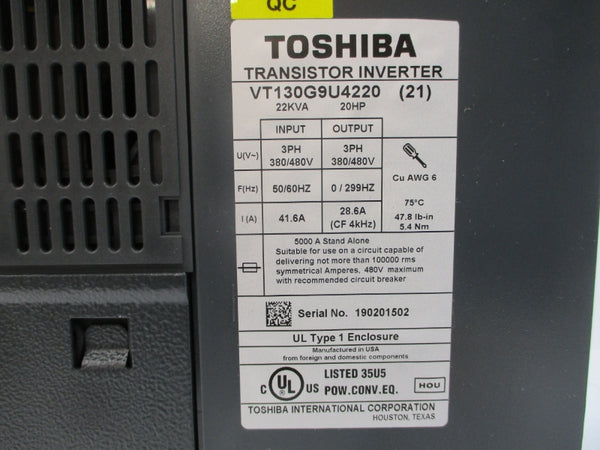 TOSHIBA VT130G9U4220 380/480V 41.6A NSMP