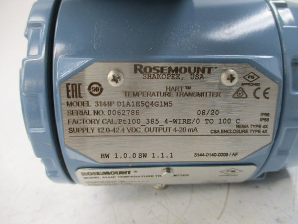 ROSEMOUNT 3144PD1A1E5Q4G1M5 12.0-42.4VDC NSMP
