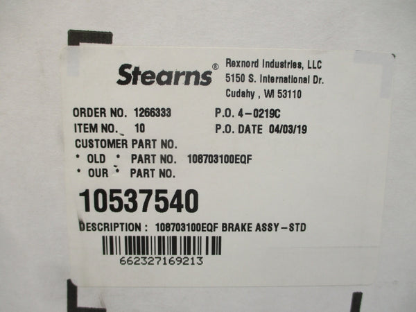 STEARNS 108703100EQF 380/460V 6.5/.3A REV. B NSMP