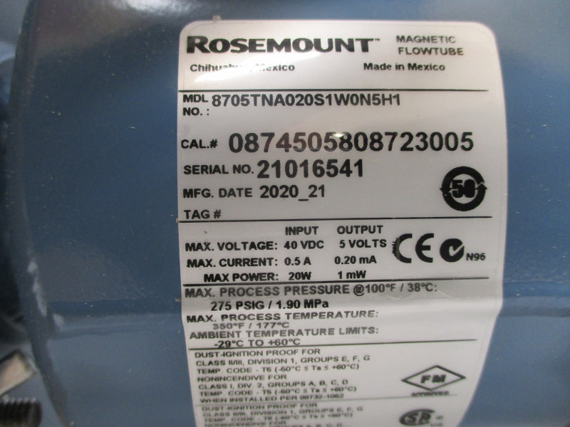 ROSEMOUNT 8705TNA020S1W0N5H1 40VDC 0.5A 275PSI NSMP