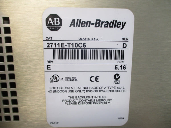 ALLEN BRADLEY 2711E-T10C6 SER. D F/W 5.16 REV. E REMAN