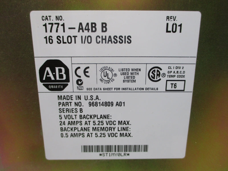 ALLEN BRADLEY 1771-A4B SER. B 5.25VDC 24A REV. L01 NSMP